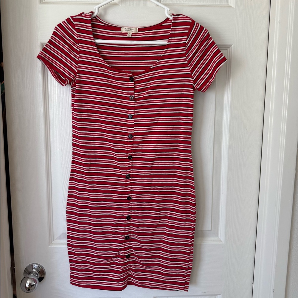 Striped Red Button-Down Dress